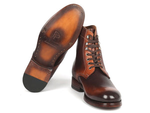 PAUL PARKMAN Paul Parkman Men's Brown Burnished Leather Boots (824BRW73)