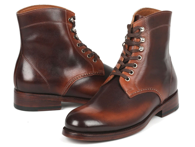 PAUL PARKMAN Paul Parkman Men's Brown Burnished Leather Boots (824BRW73)