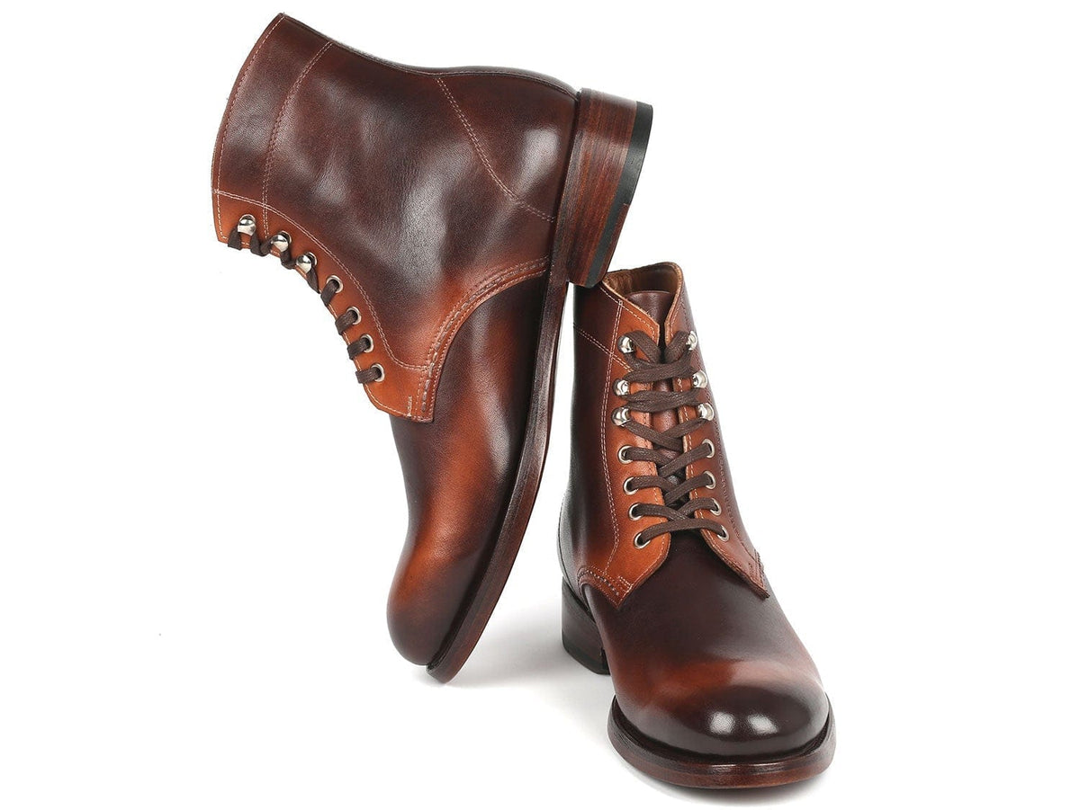 PAUL PARKMAN Paul Parkman Men's Brown Burnished Leather Boots (824BRW73)