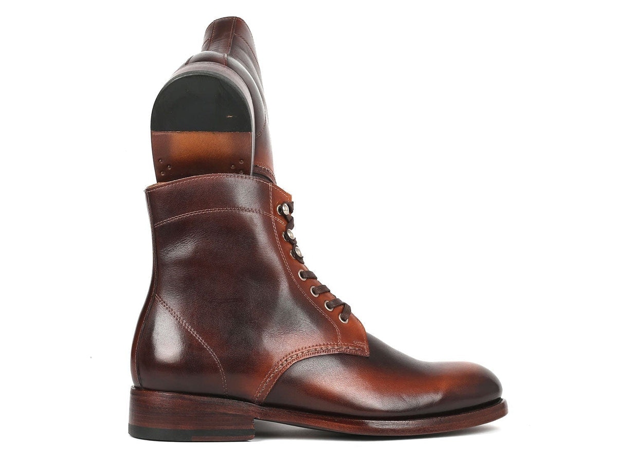 PAUL PARKMAN Paul Parkman Men's Brown Burnished Leather Boots (824BRW73)