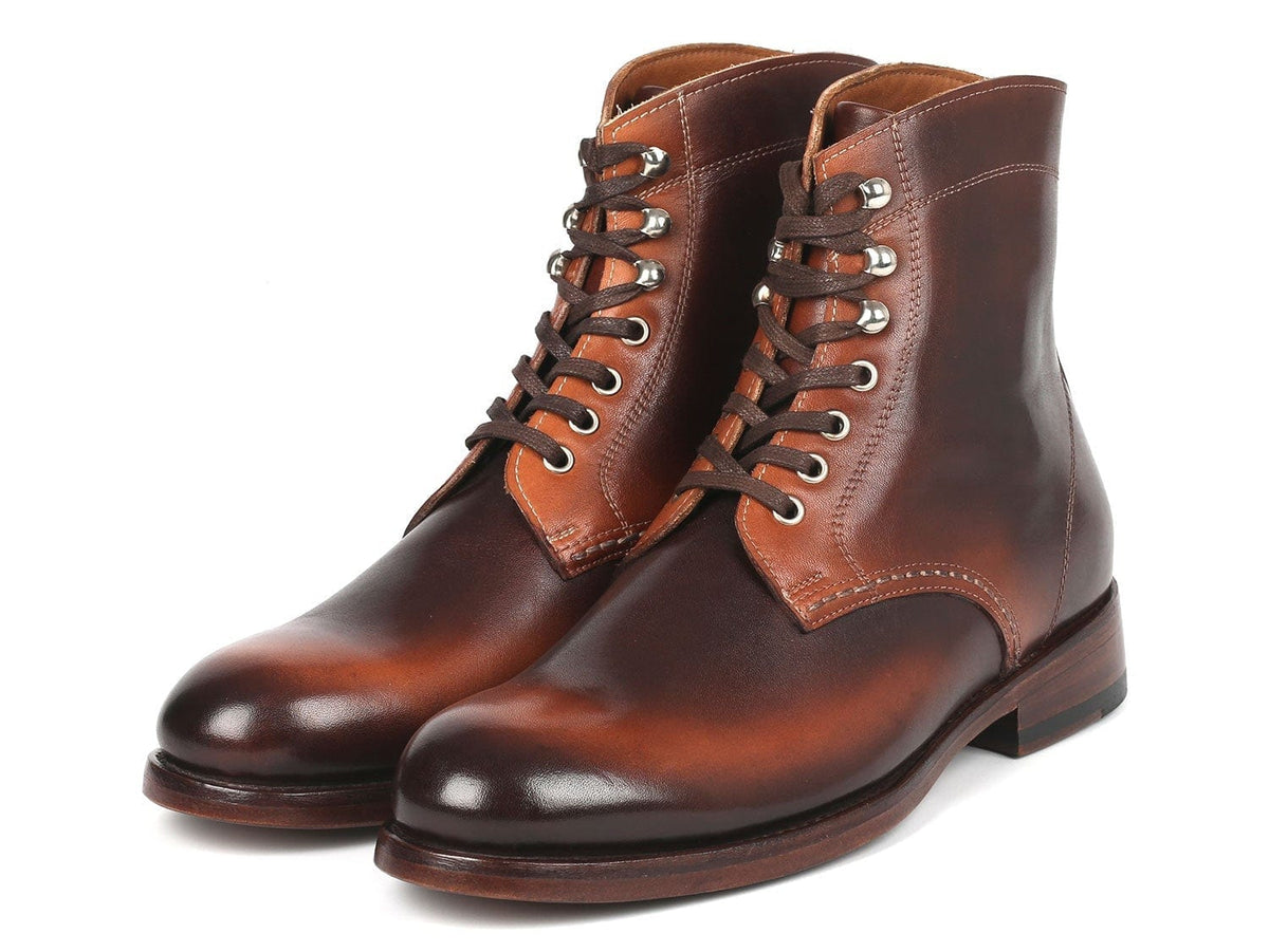 PAUL PARKMAN Paul Parkman Men's Brown Burnished Leather Boots (824BRW73)
