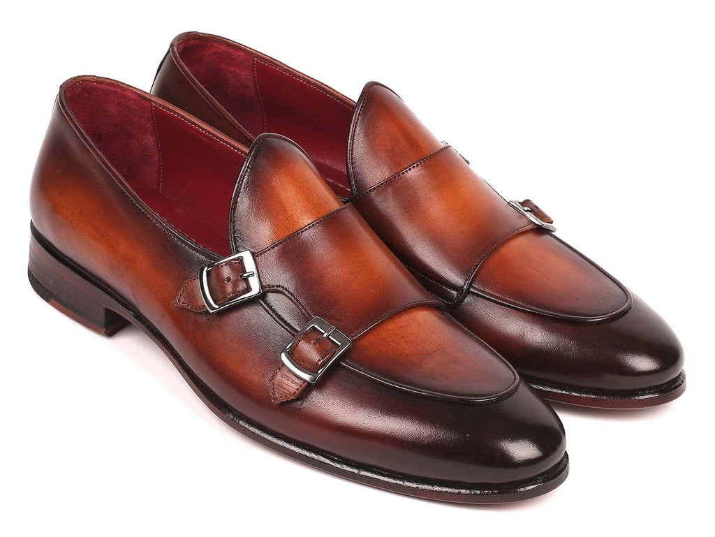 PAUL PARKMAN Paul Parkman Men's Brown Double Monkstrap Shoes (ID#HT61BRW)