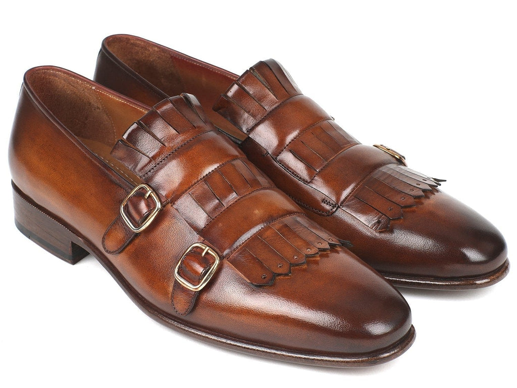 PAUL PARKMAN Paul Parkman Men's Brown Kiltie Double Monkstraps (ID#ST37VF)