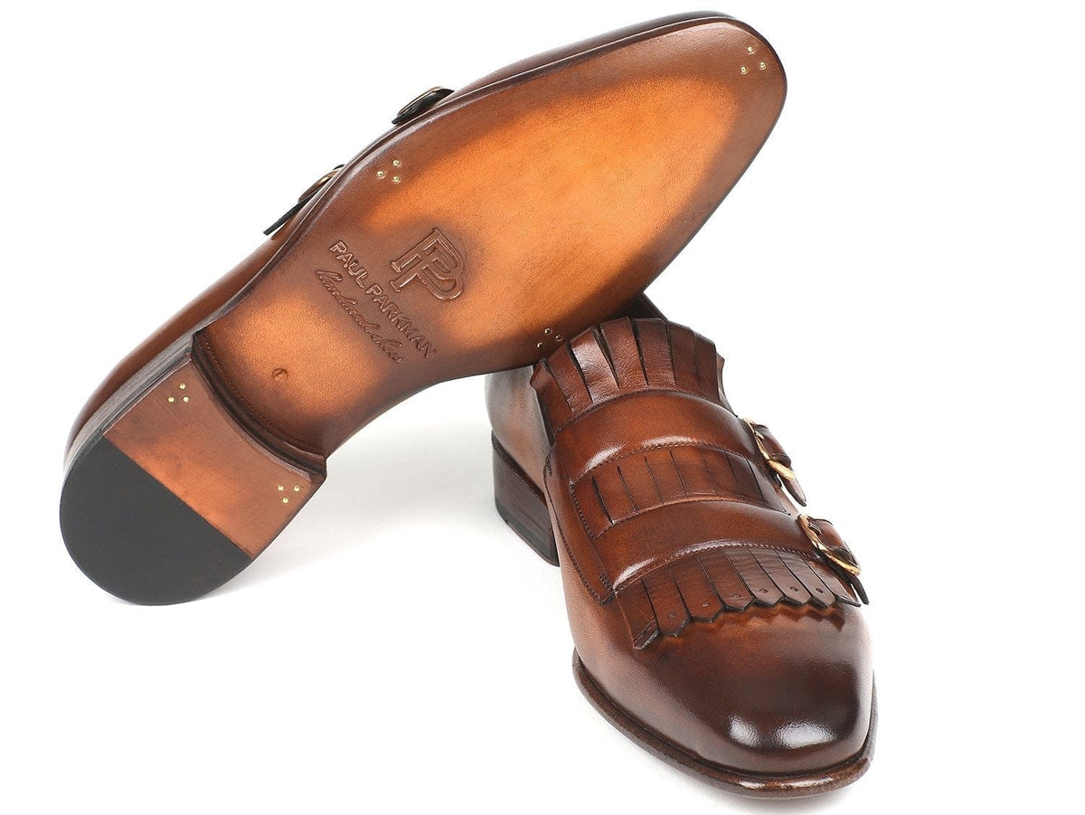 PAUL PARKMAN Paul Parkman Men's Brown Kiltie Double Monkstraps (ID#ST37VF)