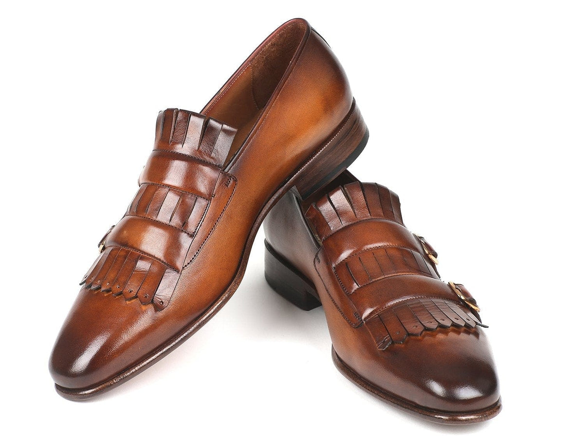 PAUL PARKMAN Paul Parkman Men's Brown Kiltie Double Monkstraps (ID#ST37VF)