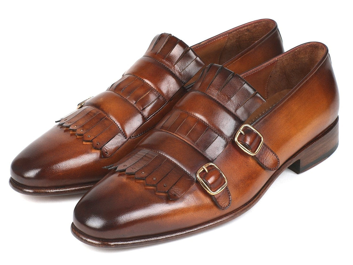 PAUL PARKMAN Paul Parkman Men's Brown Kiltie Double Monkstraps (ID#ST37VF)