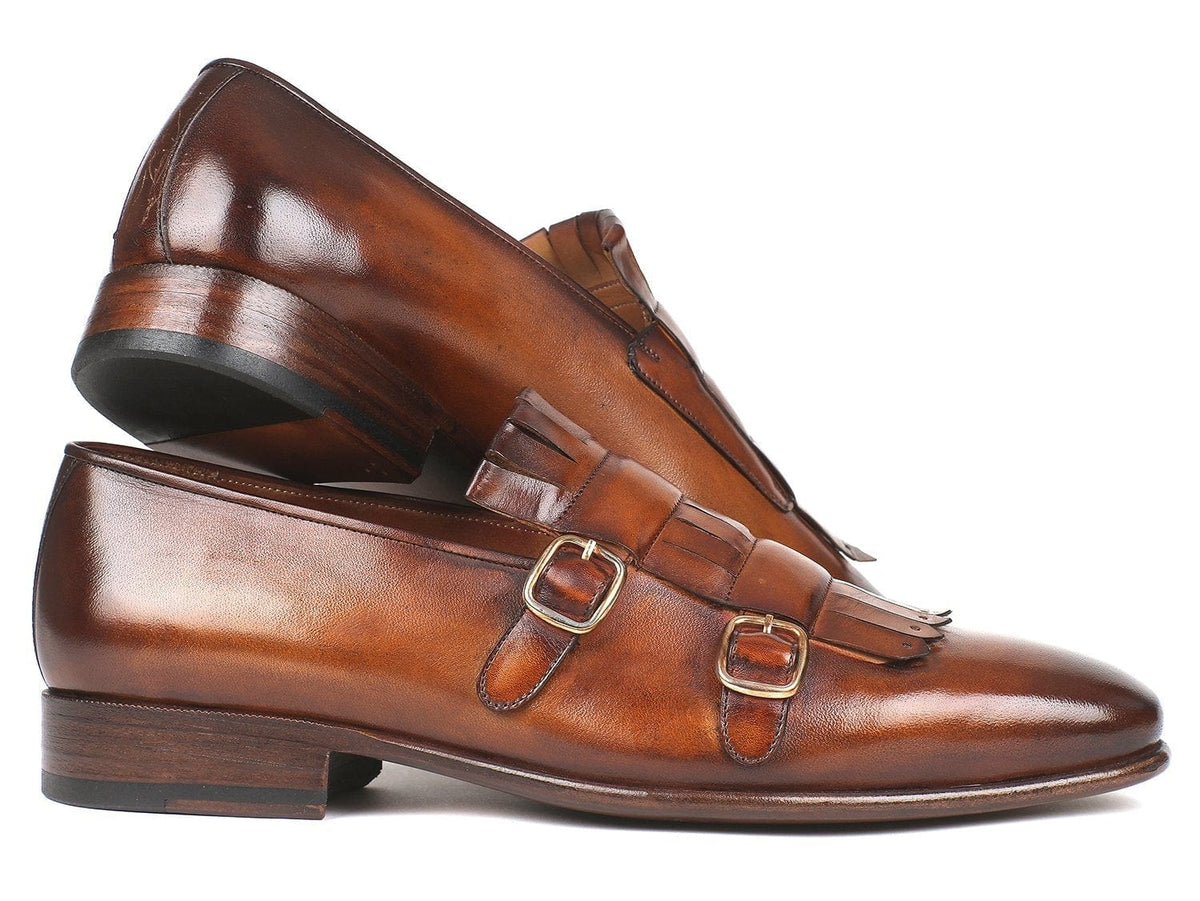 PAUL PARKMAN Paul Parkman Men's Brown Kiltie Double Monkstraps (ID#ST37VF)