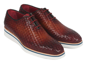 PAUL PARKMAN Paul Parkman Men's Brown Woven Leather Smart Casual Shoes (ID#182-RDH-BRW)