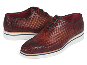 PAUL PARKMAN Paul Parkman Men's Brown Woven Leather Smart Casual Shoes (ID#182-RDH-BRW)