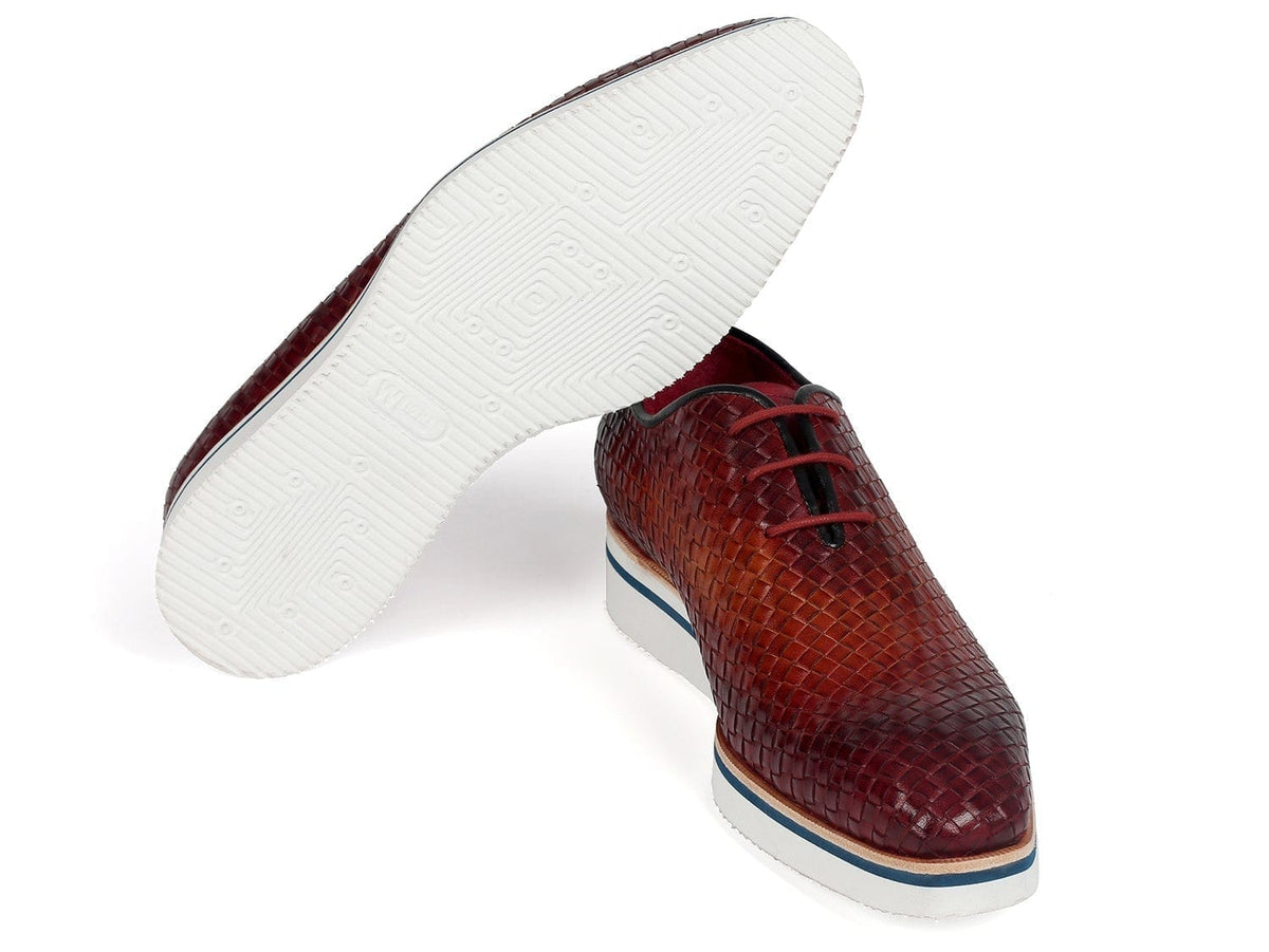 PAUL PARKMAN Paul Parkman Men's Brown Woven Leather Smart Casual Shoes (ID#182-RDH-BRW)