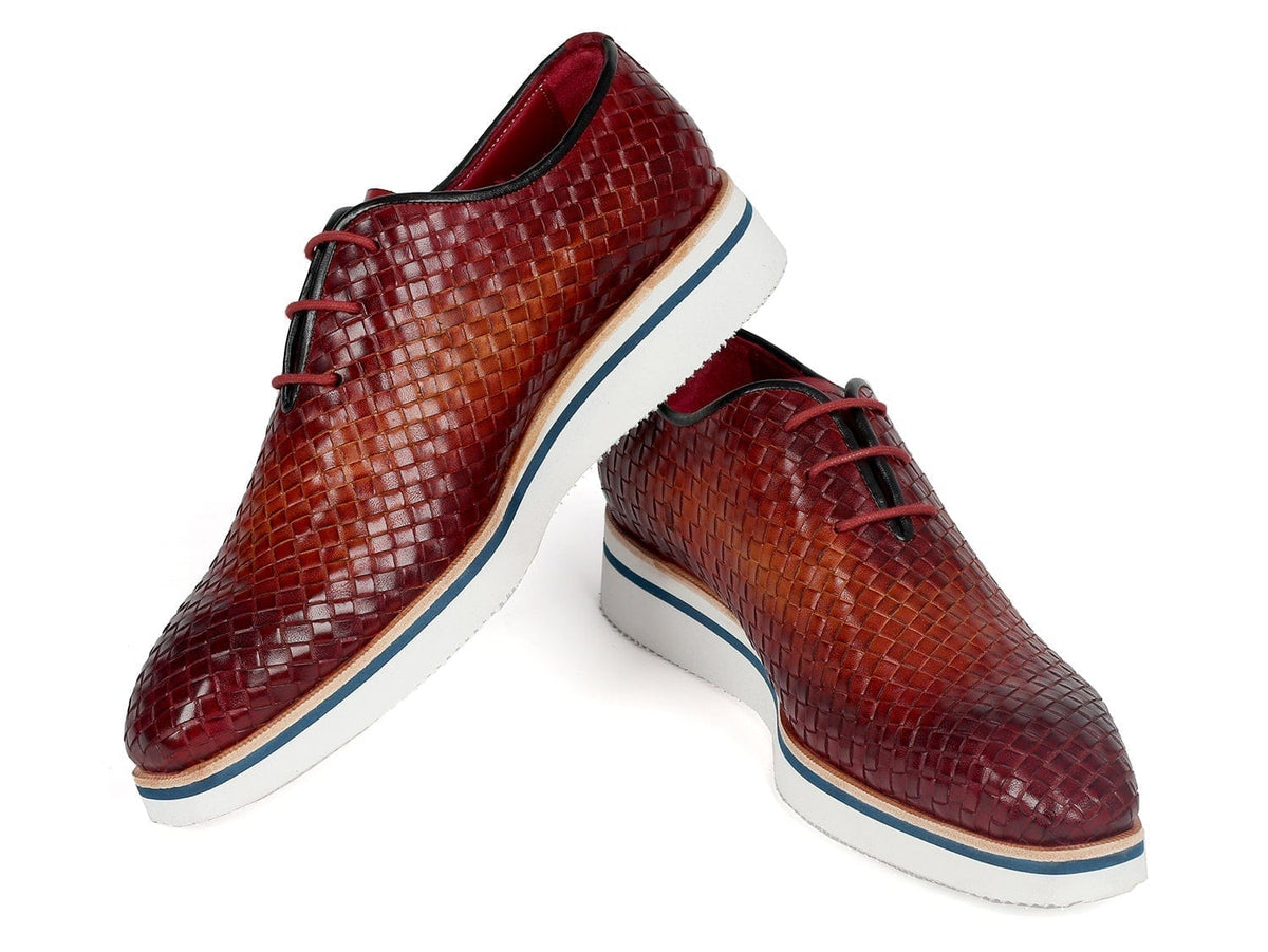 PAUL PARKMAN Paul Parkman Men's Brown Woven Leather Smart Casual Shoes (ID#182-RDH-BRW)