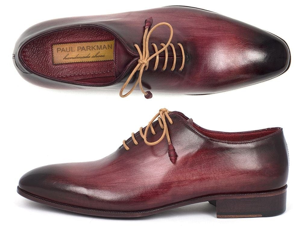PAUL PARKMAN Paul Parkman Men's Burgundy Wholecut Plain Toe Oxfords (ID#DS65BUR)