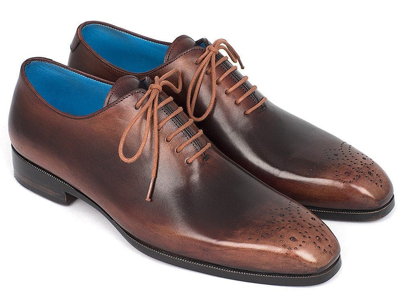 PAUL PARKMAN Paul Parkman Men's Camel & Brown Wholecut Oxfords (ID#KR254CML)