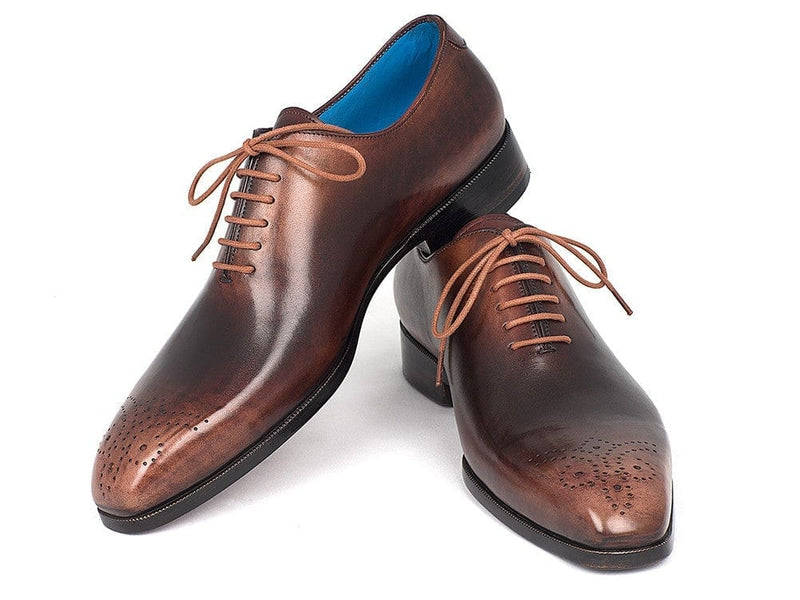 PAUL PARKMAN Paul Parkman Men's Camel & Brown Wholecut Oxfords (ID#KR254CML)