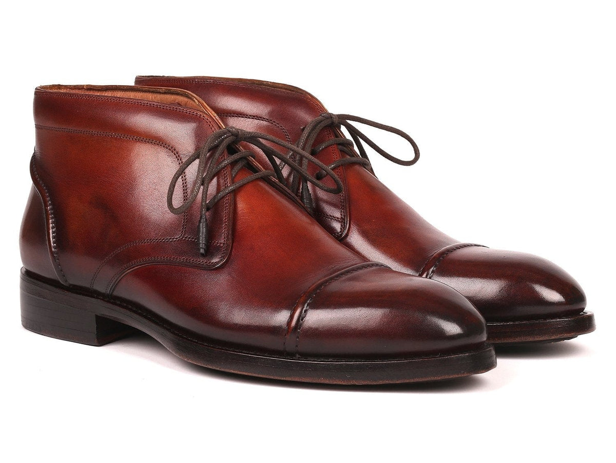 PAUL PARKMAN Paul Parkman Men's Cap Toe Chukka Boots Brown (ID#144BRW68)