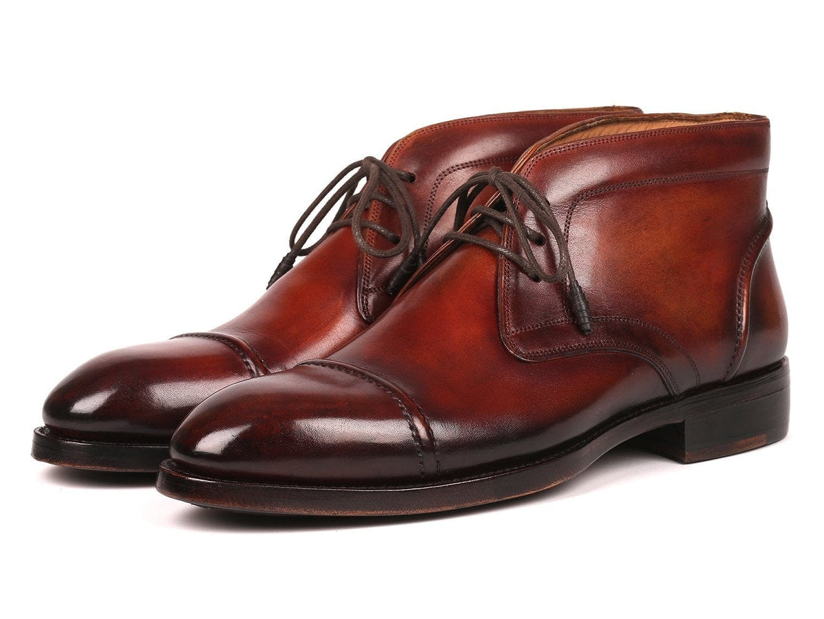 PAUL PARKMAN Paul Parkman Men's Cap Toe Chukka Boots Brown (ID#144BRW68)