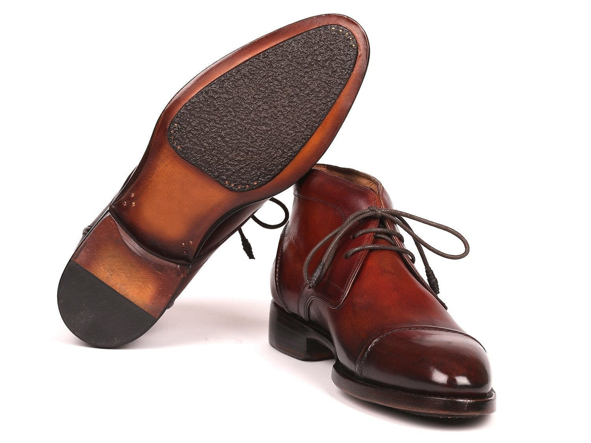 PAUL PARKMAN Paul Parkman Men's Cap Toe Chukka Boots Brown (ID#144BRW68)
