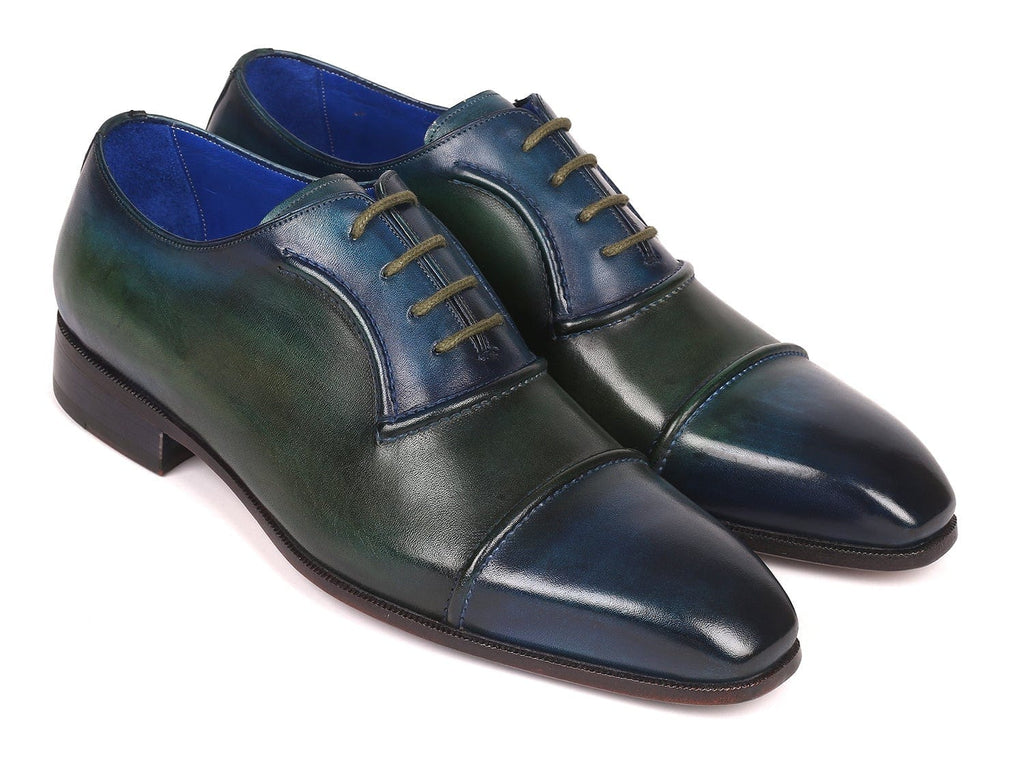 PAUL PARKMAN Paul Parkman Men's Cap-Toe Oxfords Blue & Green (ID#078-BLU-GRN)