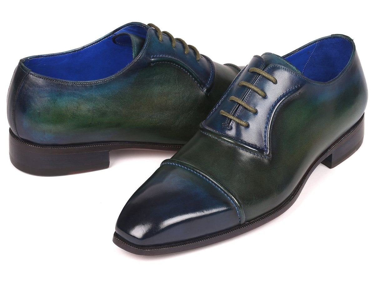 PAUL PARKMAN Paul Parkman Men's Cap-Toe Oxfords Blue & Green (ID#078-BLU-GRN)