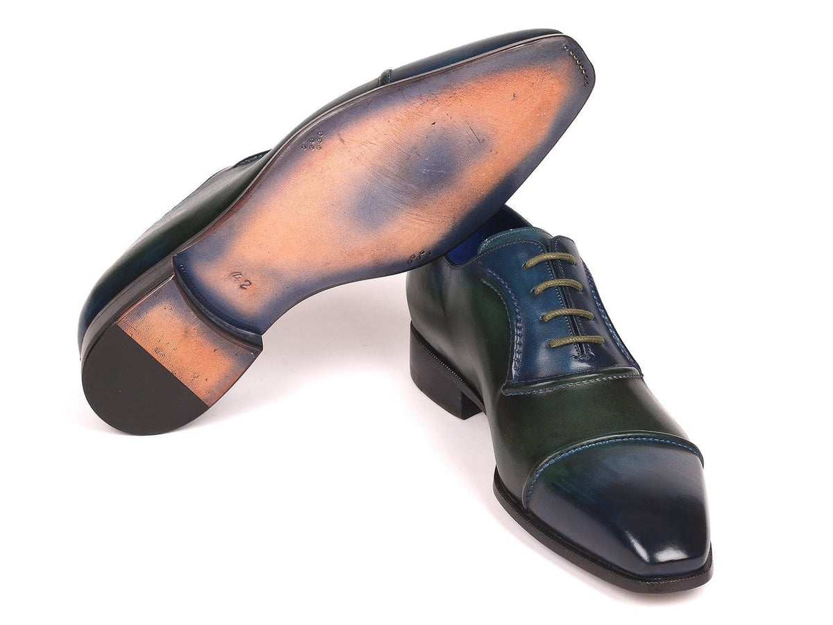 PAUL PARKMAN Paul Parkman Men's Cap-Toe Oxfords Blue & Green (ID#078-BLU-GRN)