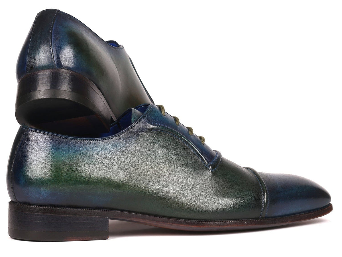 PAUL PARKMAN Paul Parkman Men's Cap-Toe Oxfords Blue & Green (ID#078-BLU-GRN)