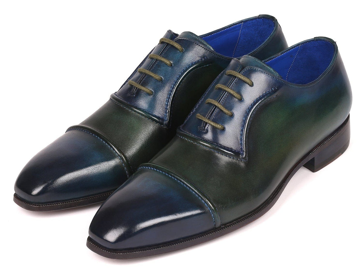 PAUL PARKMAN Paul Parkman Men's Cap-Toe Oxfords Blue & Green (ID#078-BLU-GRN)