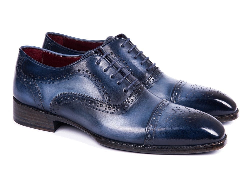 PAUL PARKMAN Paul Parkman Men's Cap Toe Oxfords Blue & Navy (ID#024-NVYBLU)