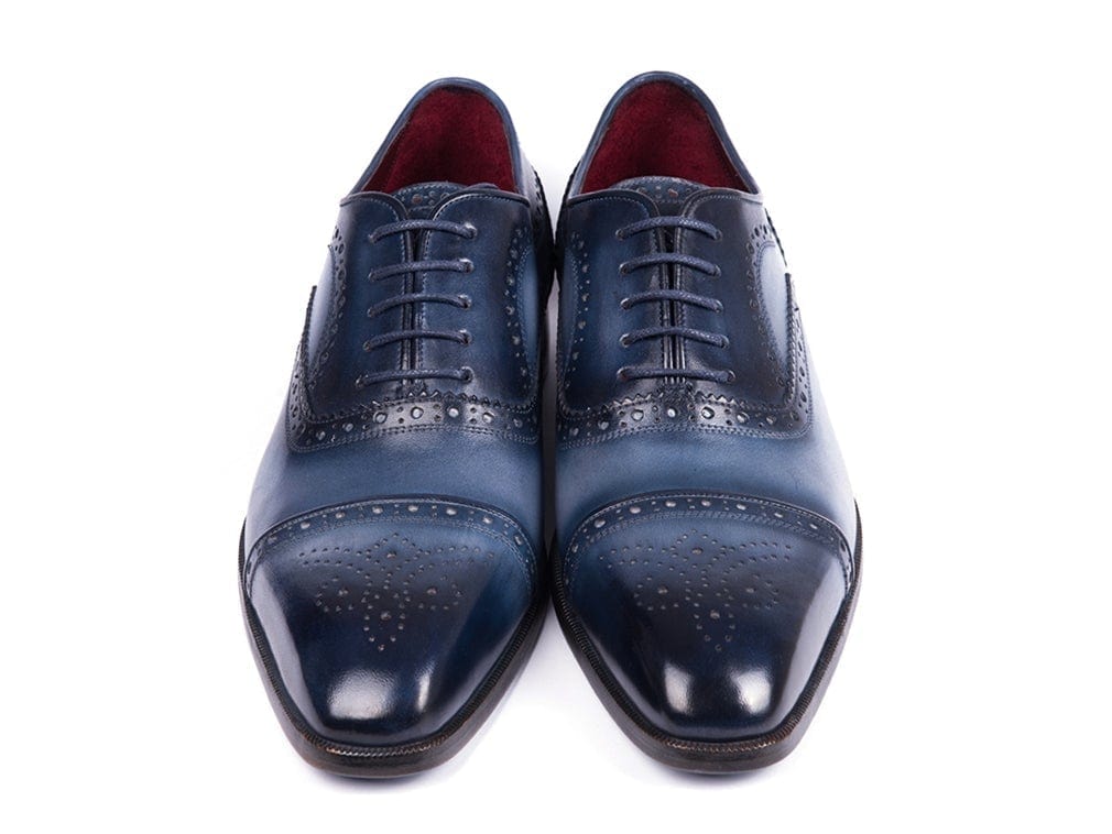 PAUL PARKMAN Paul Parkman Men's Cap Toe Oxfords Blue & Navy (ID#024-NVYBLU)