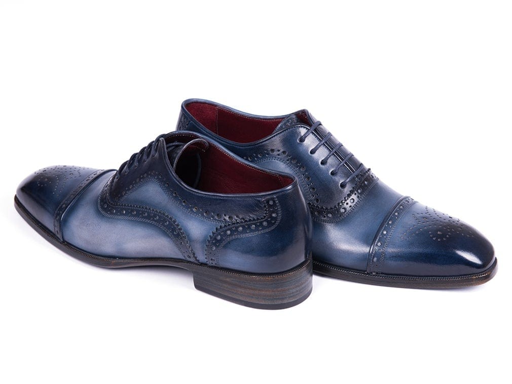PAUL PARKMAN Paul Parkman Men's Cap Toe Oxfords Blue & Navy (ID#024-NVYBLU)