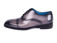 PAUL PARKMAN Paul Parkman Men's Cap Toe Oxfords Gray Burnished (ID#1744-GRY)