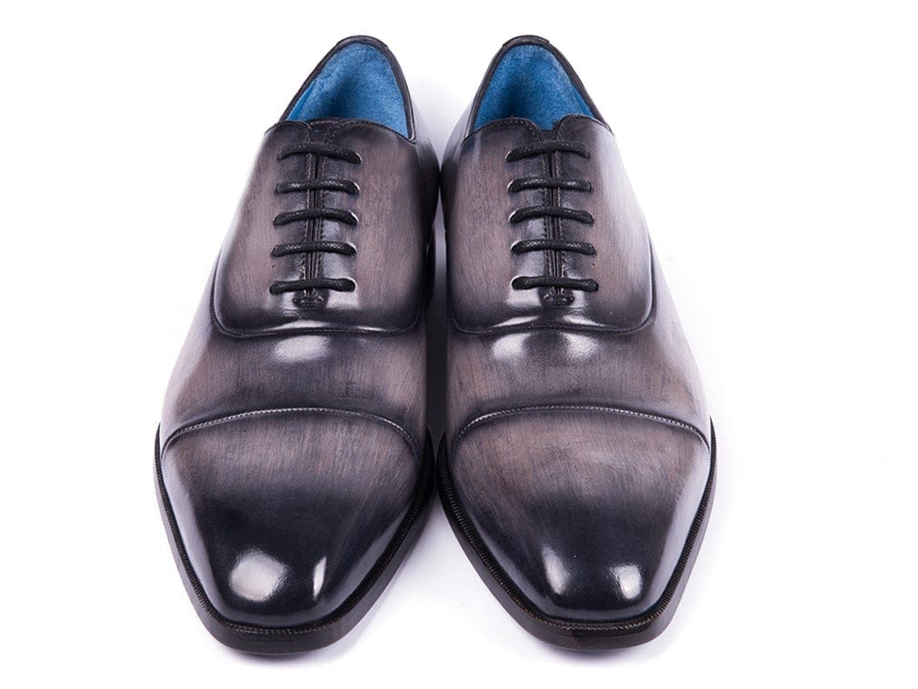 PAUL PARKMAN Paul Parkman Men's Cap Toe Oxfords Gray Burnished (ID#1744-GRY)