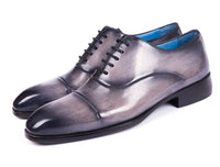 PAUL PARKMAN Paul Parkman Men's Cap Toe Oxfords Gray Burnished (ID#1744-GRY)