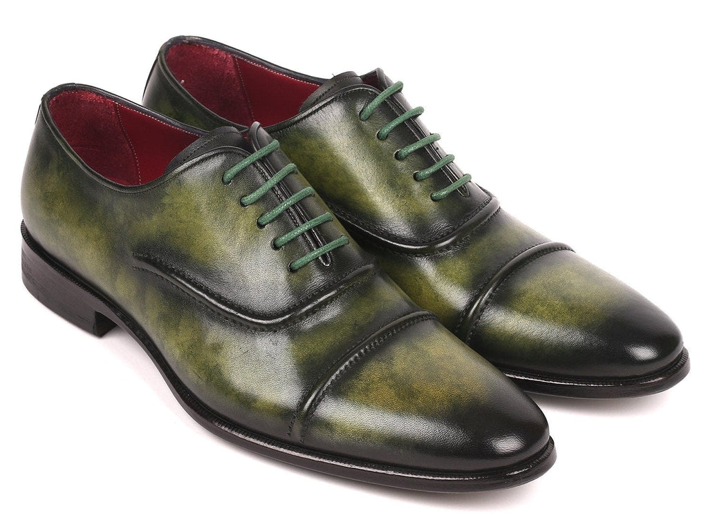 PAUL PARKMAN Paul Parkman Men's Cap-Toe Oxfords Green (ID#077-GRN)