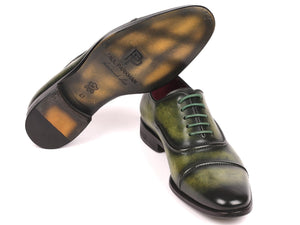 PAUL PARKMAN Paul Parkman Men's Cap-Toe Oxfords Green (ID#077-GRN)