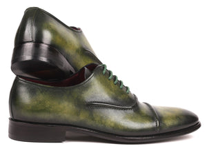 PAUL PARKMAN Paul Parkman Men's Cap-Toe Oxfords Green (ID#077-GRN)