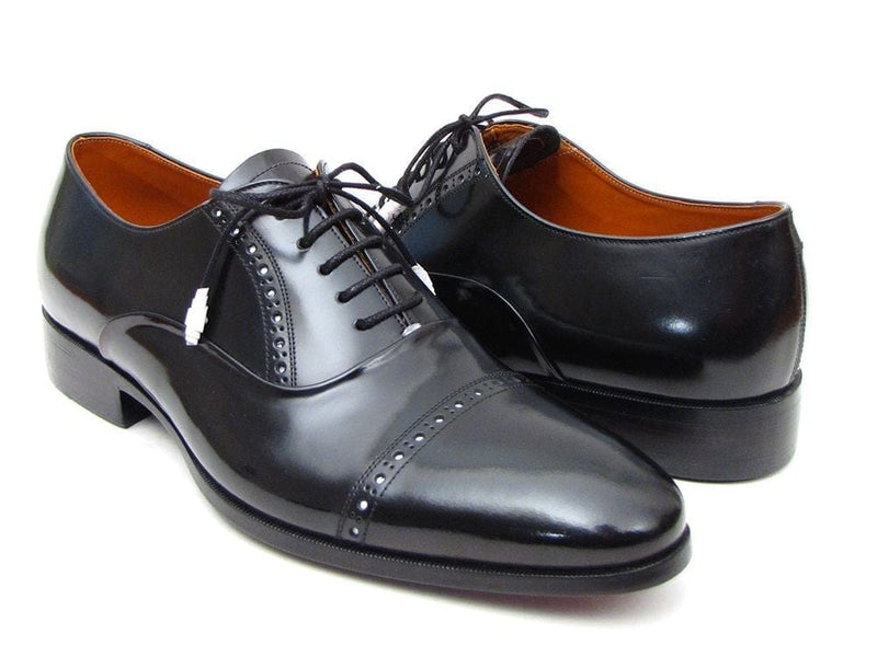 PAUL PARKMAN Paul Parkman Men's Captoe Oxfords Black Dress Shoes (ID#78RG61)