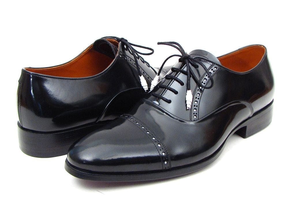 PAUL PARKMAN Paul Parkman Men's Captoe Oxfords Black Dress Shoes (ID#78RG61)