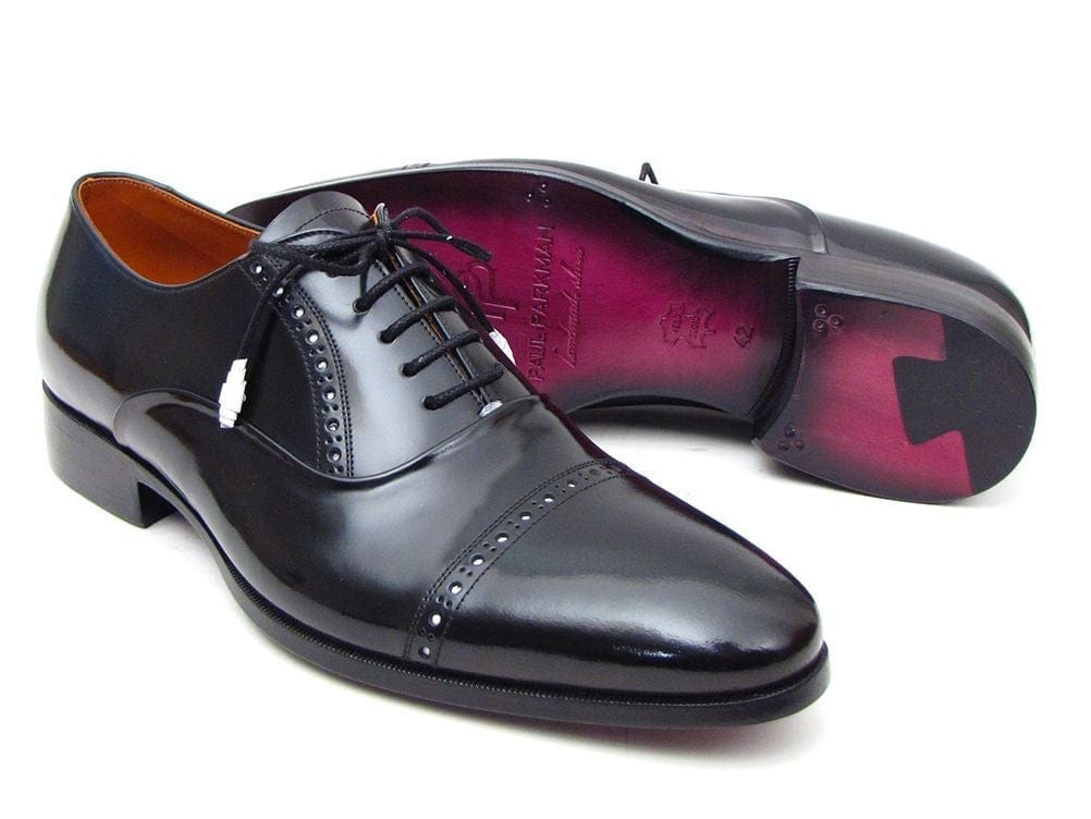 PAUL PARKMAN Paul Parkman Men's Captoe Oxfords Black Dress Shoes (ID#78RG61)