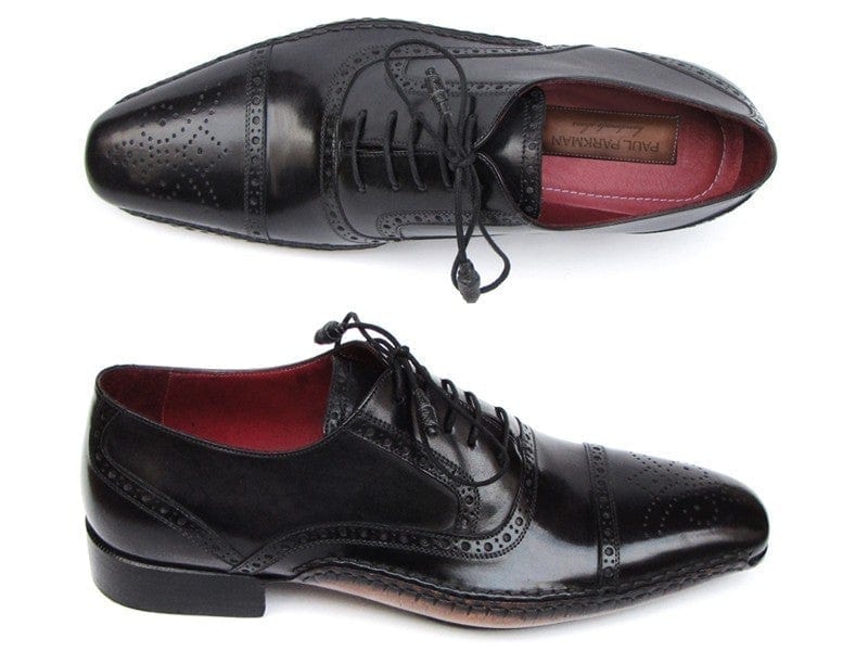 PAUL PARKMAN Paul Parkman Men's Captoe Oxfords Black Shoes (ID#5032-BLK)