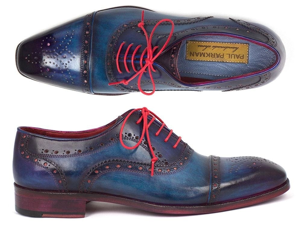 PAUL PARKMAN Paul Parkman Men's Captoe Oxfords Blue & Parliament (ID#024-PARL)