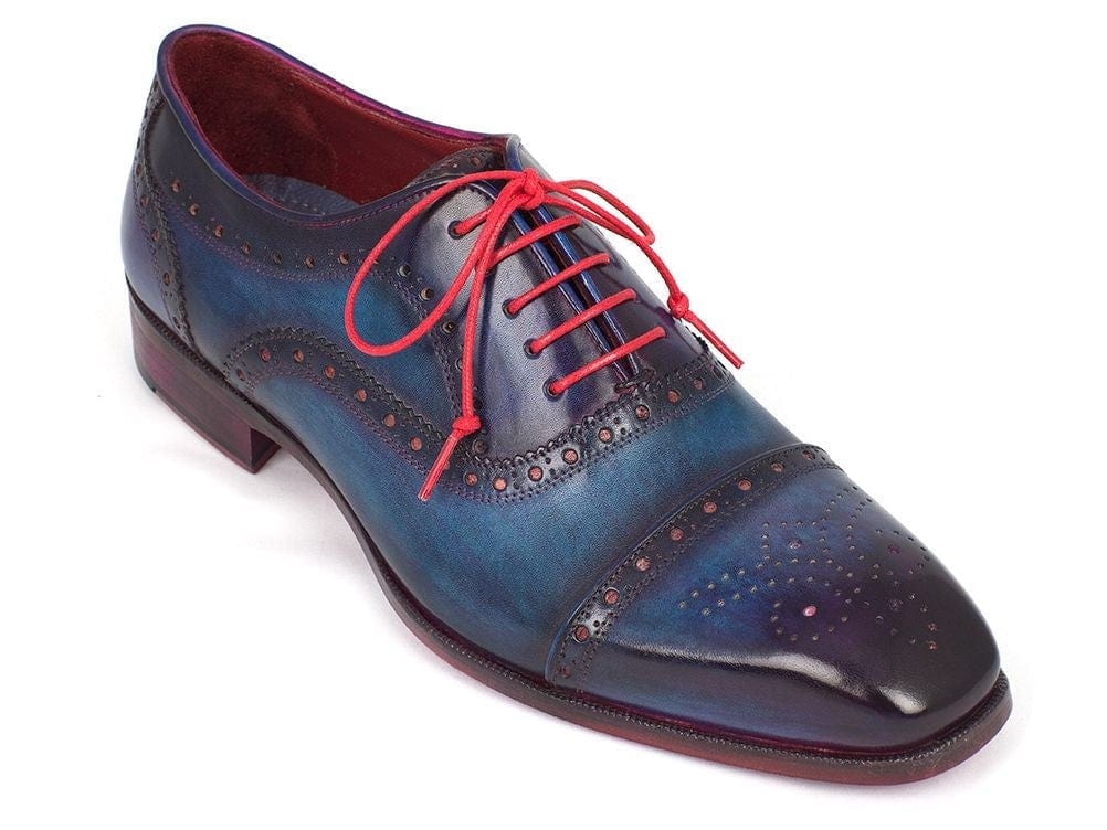 PAUL PARKMAN Paul Parkman Men's Captoe Oxfords Blue & Parliament (ID#024-PARL)