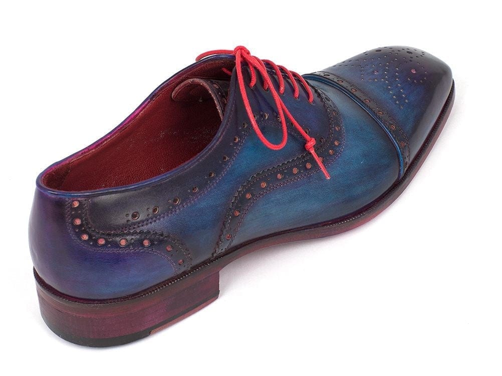 PAUL PARKMAN Paul Parkman Men's Captoe Oxfords Blue & Parliament (ID#024-PARL)