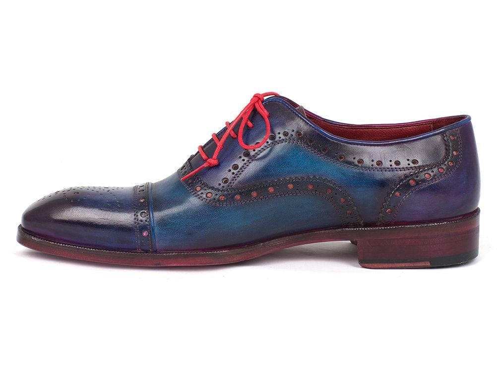 PAUL PARKMAN Paul Parkman Men's Captoe Oxfords Blue & Parliament (ID#024-PARL)