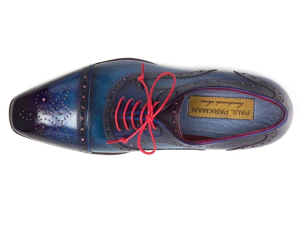 PAUL PARKMAN Paul Parkman Men's Captoe Oxfords Blue & Parliament (ID#024-PARL)