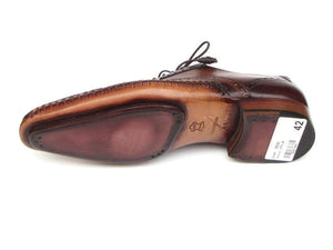PAUL PARKMAN Paul Parkman Men's Captoe Oxfords Brown Hand Painted Shoes (ID#5032-BRW)
