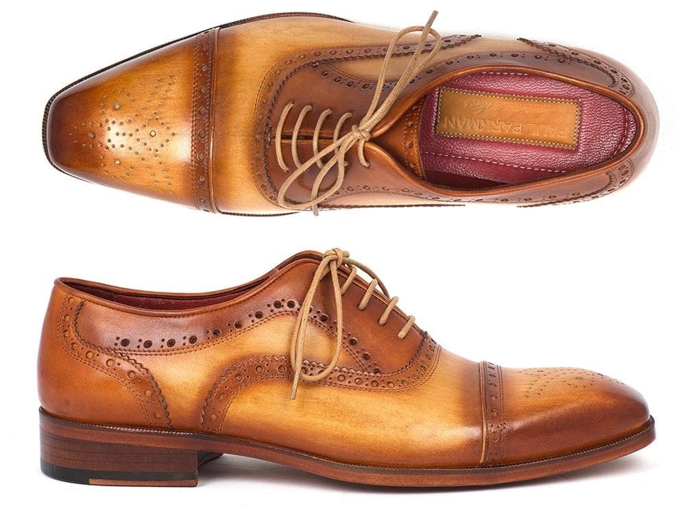 PAUL PARKMAN Paul Parkman Men's Captoe Oxfords Tan Color (ID#024-TAN)