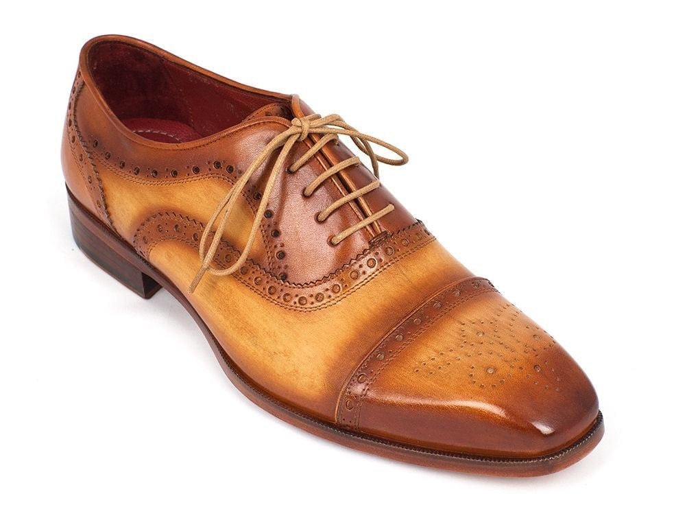 PAUL PARKMAN Paul Parkman Men's Captoe Oxfords Tan Color (ID#024-TAN)