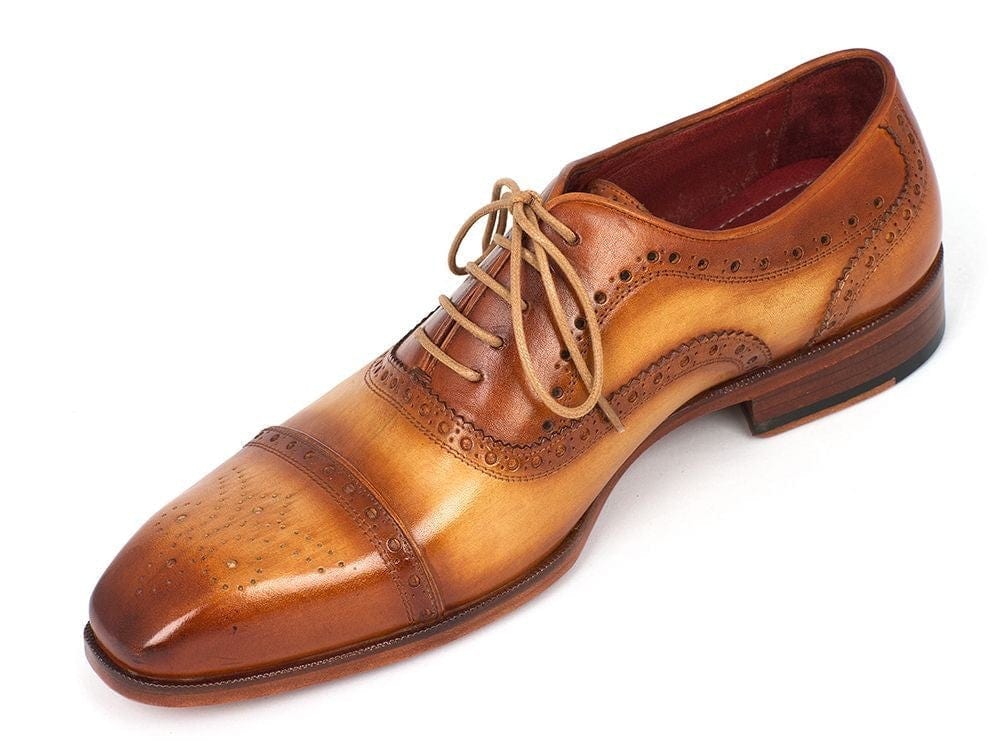 PAUL PARKMAN Paul Parkman Men's Captoe Oxfords Tan Color (ID#024-TAN)