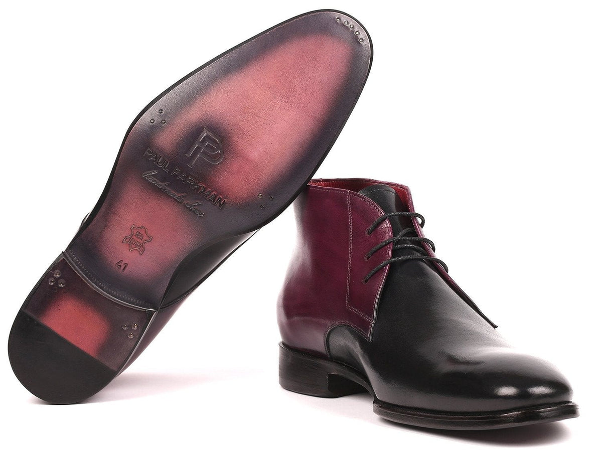 PAUL PARKMAN Paul Parkman Men's Chukka Boots Black & Purple (ID#CK68H1)