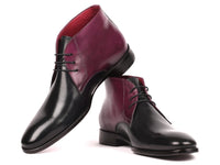 PAUL PARKMAN Paul Parkman Men's Chukka Boots Black & Purple (ID#CK68H1)
